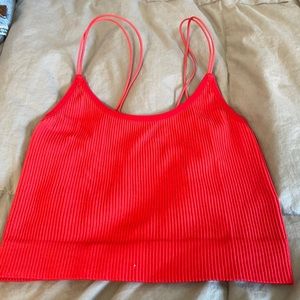 Red ribbed crop top